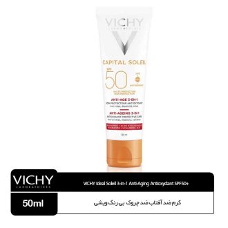 کرم ضد آفتاب ضد چروک ویشی بی رنگ سری Capital Soleil مدل Anti-Ageing