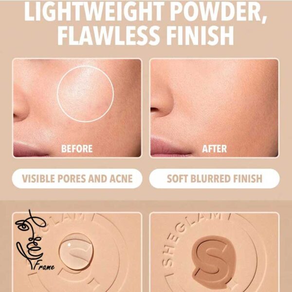 پنکک کرم پودری مات فول کاور شیگلم مدل SKIN-FOCUS HIGH COVERAGE POWDER FOUNDATION - Image 5
