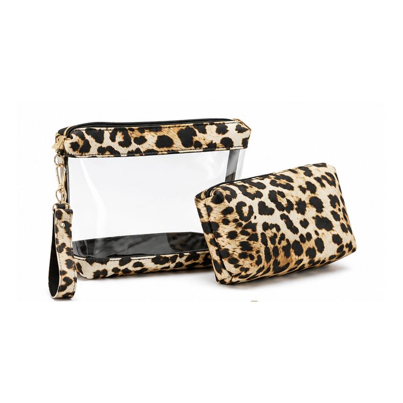leopard_bags_white_787x787_under50kb ست کیف آرایشی طلقی پلنگی ورژن - Image 1