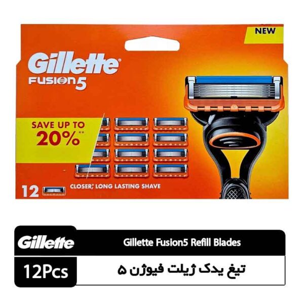 تیغ یدک پنج تیغه ژیلت فیوژن ۵ بسته ۱۲ عددی